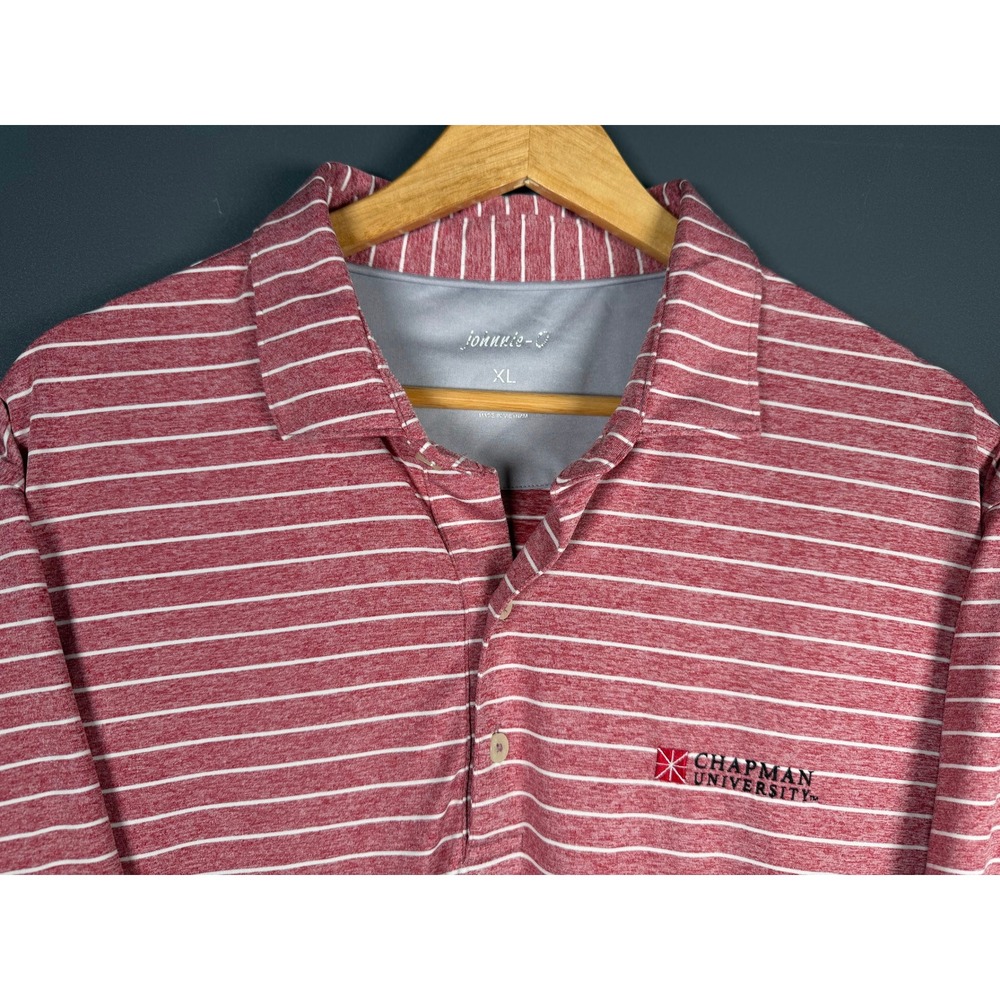 johnnie-O Mens XL Chapman University Striped Performance Polo Shirt Red